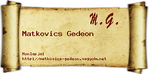 Matkovics Gedeon névjegykártya
